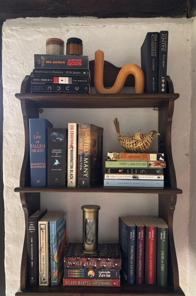 fiction bookshelf part of my cozy night routine